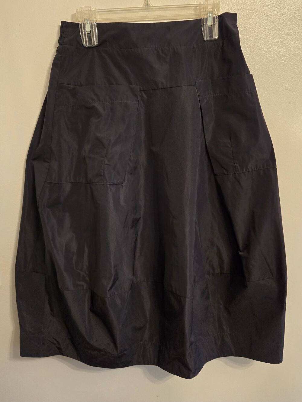 Sun Kim Black Polyester Black Bubble Midi Skirt Womens Small